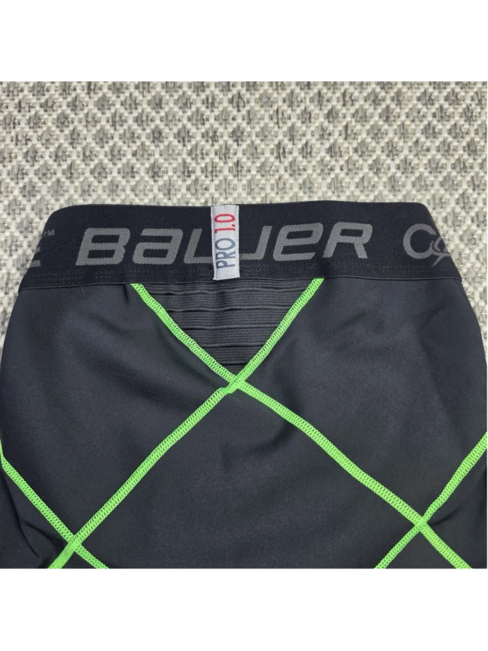 Bauer Core 1.0 Compression Jock Pants XS Hockey Base Layer Black Green